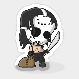 cute killer wearing a mask Sticker